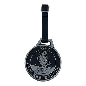 Vintage 1991 Cracker Barrel Collectable Metal Ornament Golf Luggage Tag 6.5"